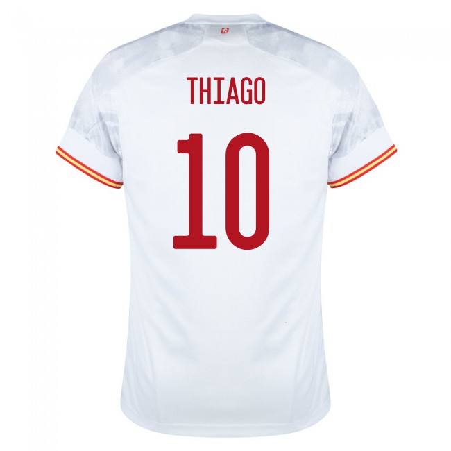 Mujer Selección de fútbol de España Camiseta Thiago #10 2ª Equipación Blanco 2021 Chile