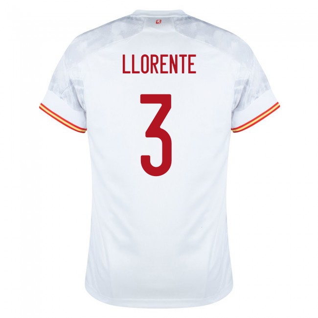 Mujer Selección de fútbol de España Camiseta Diego Llorente #3 2ª Equipación Blanco 2021 Chile