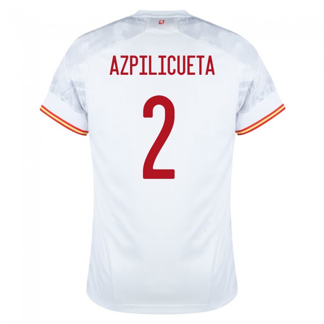 Mujer Selección de fútbol de España Camiseta Cesar Azpilicueta #2 2ª Equipación Blanco 2021 Chile