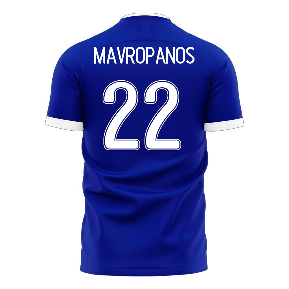 Mujer Selección de fútbol de Grecia Camiseta Konstantinos Mavropanos #22 2ª Equipación Azul 2021 Chile
