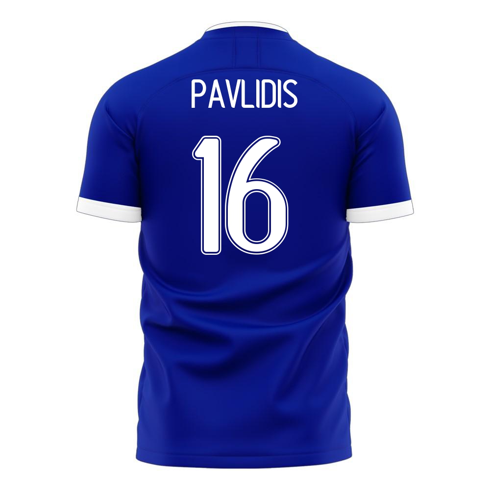Mujer Selección de fútbol de Grecia Camiseta Vangelis Pavlidis #16 2ª Equipación Azul 2021 Chile