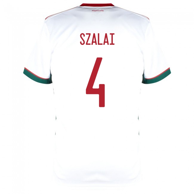 Mujer Selección de fútbol de Hungría Camiseta Attila Szalai #4 2ª Equipación Blanco 2021 Chile
