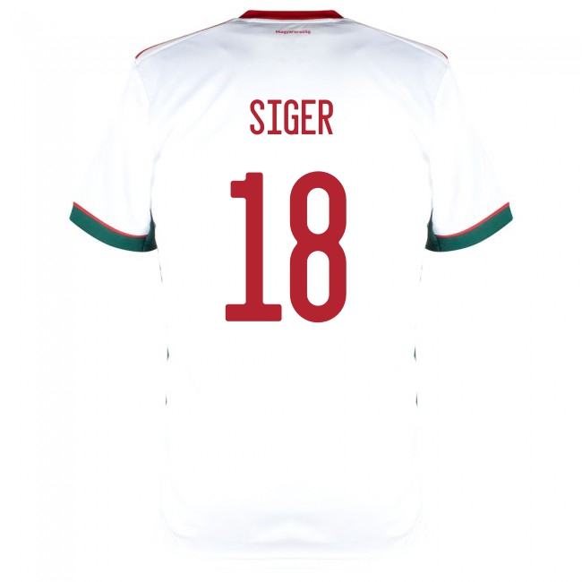 Mujer Selección De Fútbol De Hungría Camiseta David Siger #18 2ª Equipación Blanco 2021 Chile