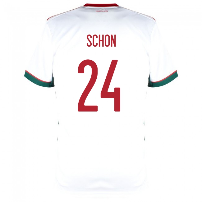 Mujer Selección de fútbol de Hungría Camiseta Szabolcs Schon #24 2ª Equipación Blanco 2021 Chile