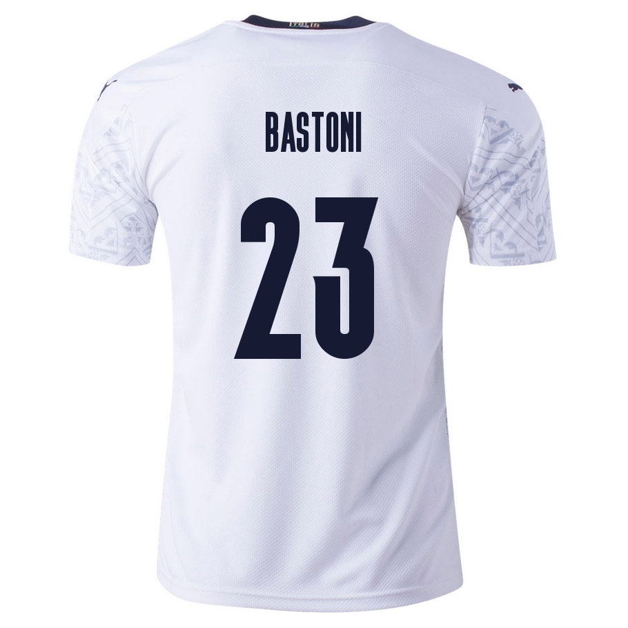 Mujer Selección de fútbol de Italia Camiseta Alessandro Bastoni #23 2ª Equipación Blanco 2021 Chile