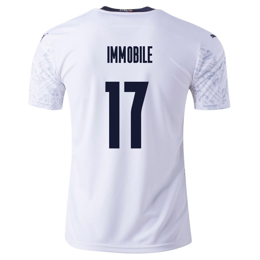 Mujer Selección de fútbol de Italia Camiseta Ciro Immobile #17 2ª Equipación Blanco 2021 Chile