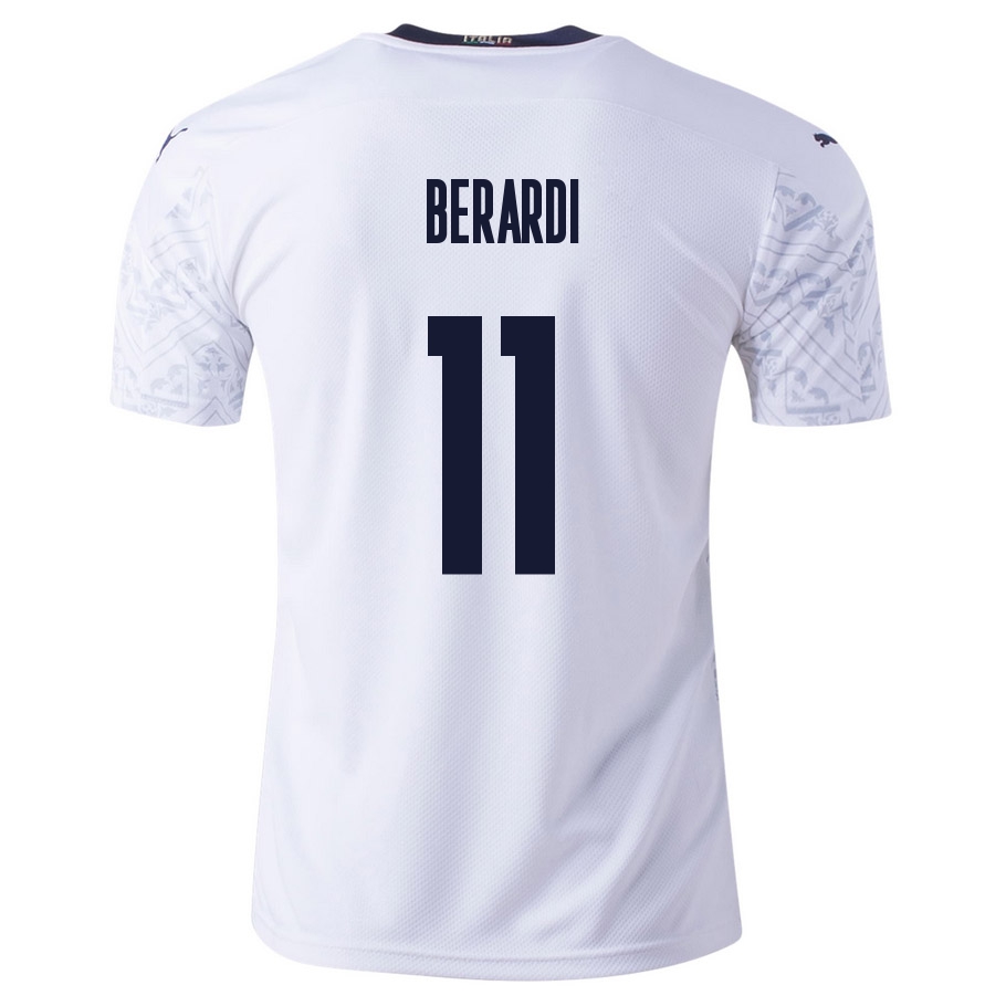 Mujer Selección de fútbol de Italia Camiseta Domenico Berardi #11 2ª Equipación Blanco 2021 Chile