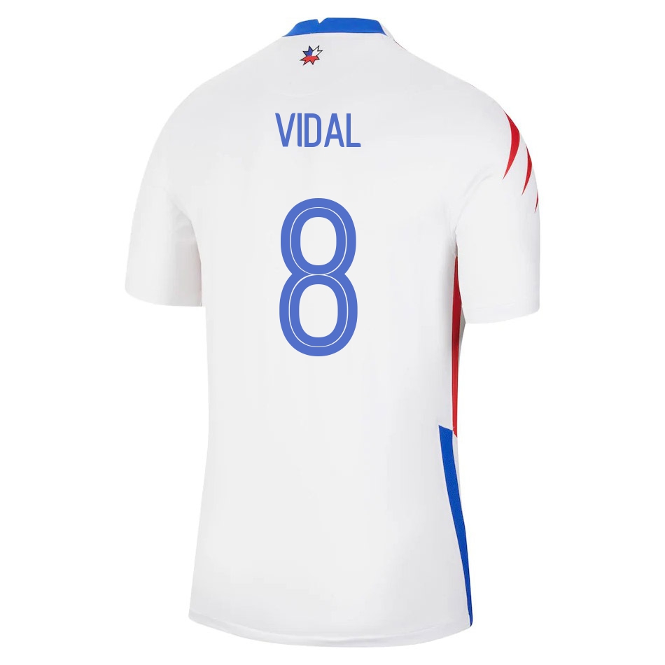 Mujer Selección de fútbol de Chile Camiseta Arturo Vidal #8 2ª Equipación Blanco 2021 Chile