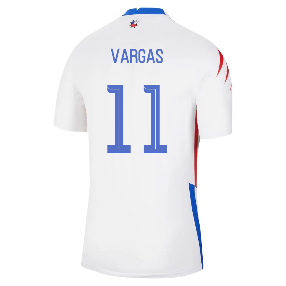 Mujer Selección de fútbol de Chile Camiseta Eduardo Vargas #11 2ª Equipación Blanco 2021 Chile