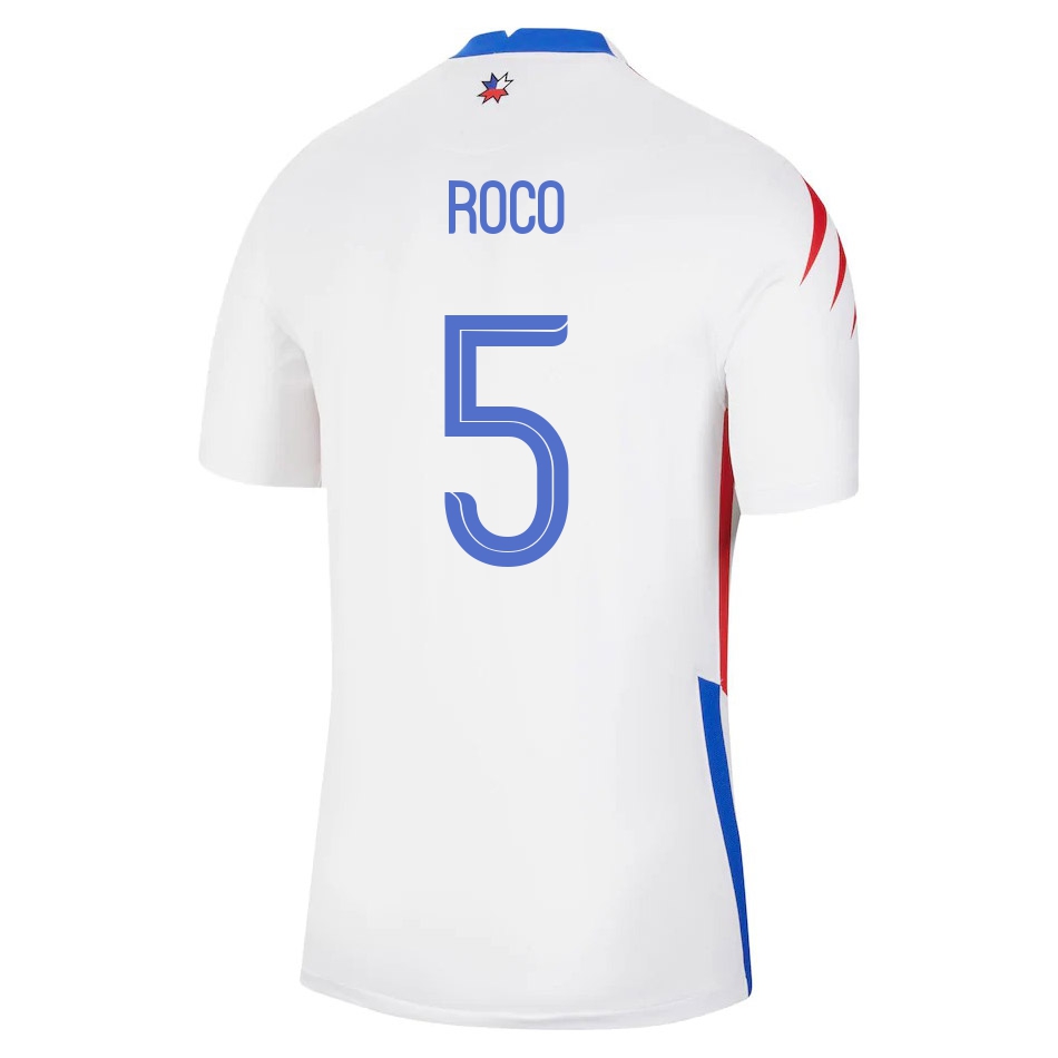 Mujer Selección de fútbol de Chile Camiseta Enzo Roco #5 2ª Equipación Blanco 2021 Chile