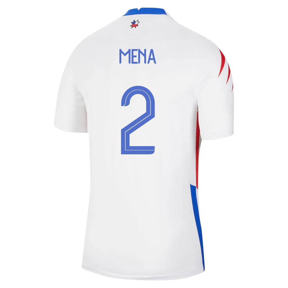 Mujer Selección de fútbol de Chile Camiseta Eugenio Mena #2 2ª Equipación Blanco 2021 Chile