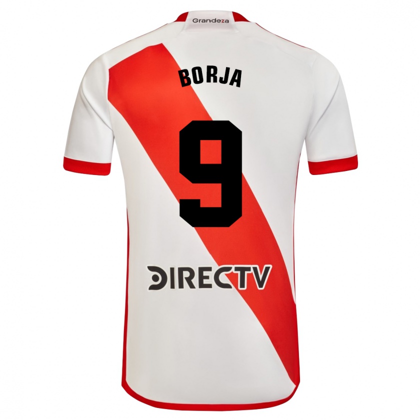 Kandiny Niño Camiseta Miguel Borja #9 Blanco Rojo 1ª Equipación 2023/24 La Camisa Chile