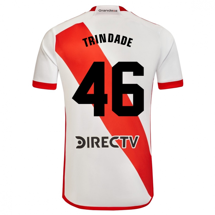 Kandiny Niño Camiseta Gonzalo Trindade #46 Blanco Rojo 1ª Equipación 2023/24 La Camisa Chile