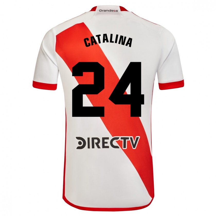 Kandiny Niño Camiseta Catalina Julia Primo #24 Blanco Rojo 1ª Equipación 2023/24 La Camisa Chile