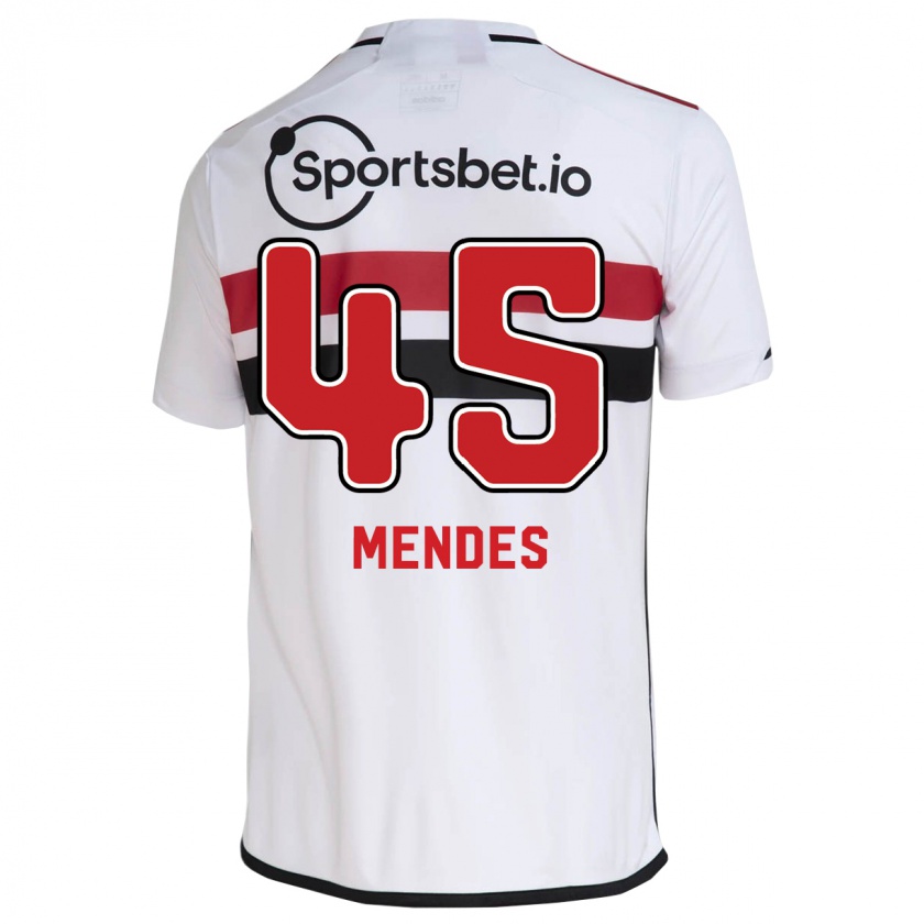 Kandiny Niño Camiseta Nathan Mendes #45 Blanco 1ª Equipación 2023/24 La Camisa Chile