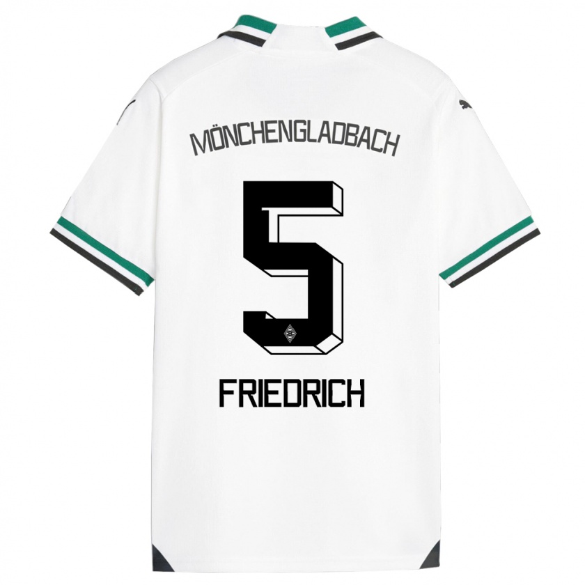 Kandiny Niño Camiseta Marvin Friedrich #5 Blanco Verde 1ª Equipación 2023/24 La Camisa Chile