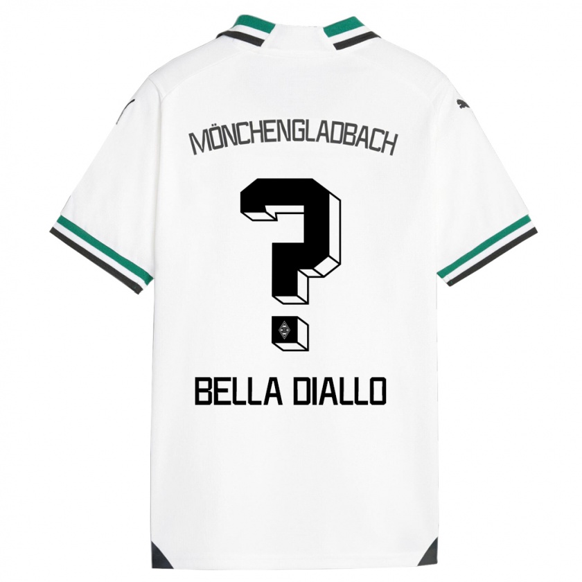 Kandiny Niño Camiseta Oumar Bella Diallo #0 Blanco Verde 1ª Equipación 2023/24 La Camisa Chile