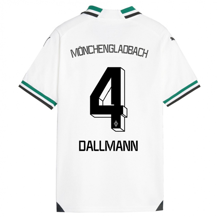 Kandiny Niño Camiseta Pauline Dallmann #4 Blanco Verde 1ª Equipación 2023/24 La Camisa Chile
