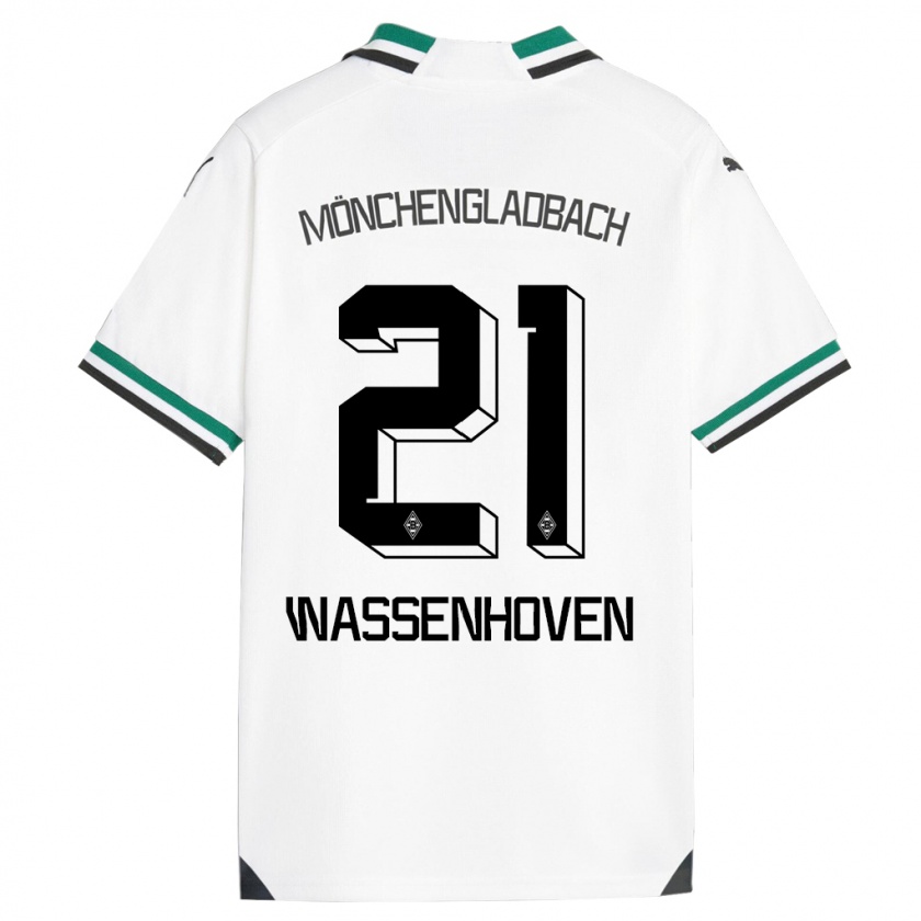 Kandiny Niño Camiseta Michelle Wassenhoven #21 Blanco Verde 1ª Equipación 2023/24 La Camisa Chile
