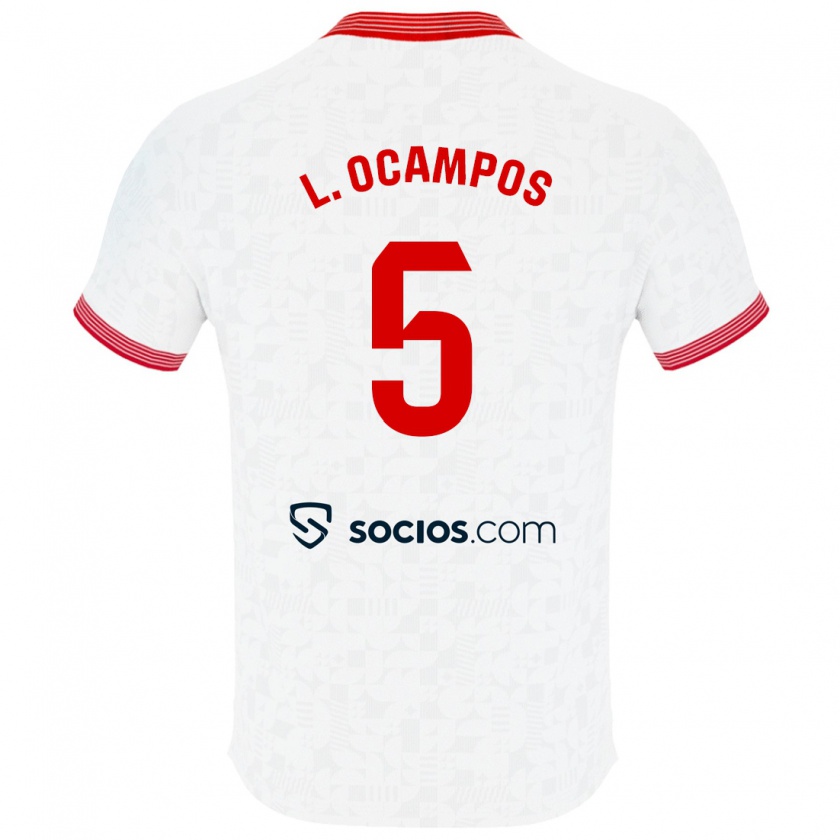 Kandiny Niño Camiseta Lucas Ocampos #5 Blanco 1ª Equipación 2023/24 La Camisa Chile