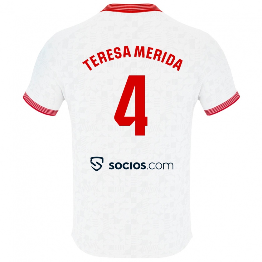 Kandiny Niño Camiseta Teresa Merida #4 Blanco 1ª Equipación 2023/24 La Camisa Chile