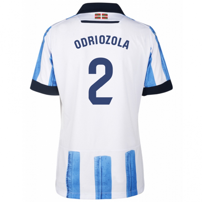 Kandiny Niño Camiseta Álvaro Odriozola #2 Azul Blanco 1ª Equipación 2023/24 La Camisa Chile