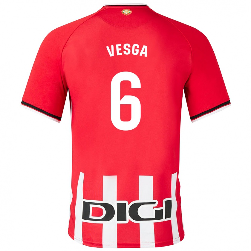 Kandiny Niño Camiseta Mikel Vesga #6 Rojo 1ª Equipación 2023/24 La Camisa Chile