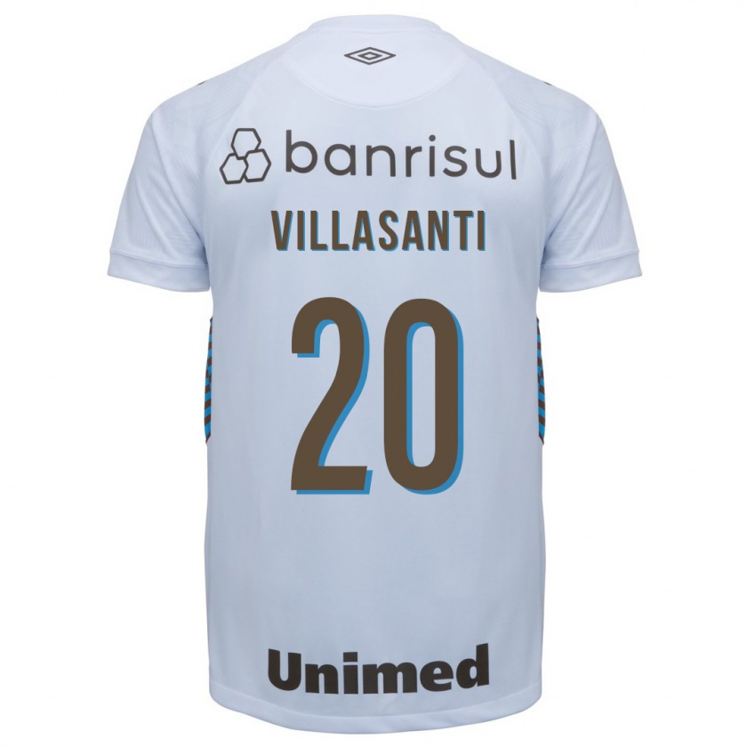 Kandiny Niño Camiseta Mathías Villasanti #20 Blanco 2ª Equipación 2023/24 La Camisa Chile