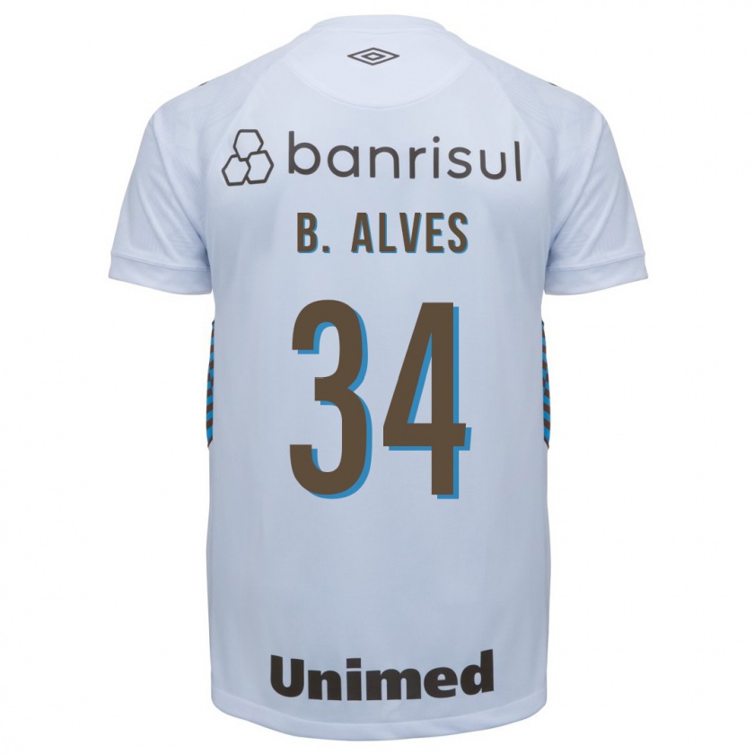 Kandiny Niño Camiseta Bruno Alves #34 Blanco 2ª Equipación 2023/24 La Camisa Chile