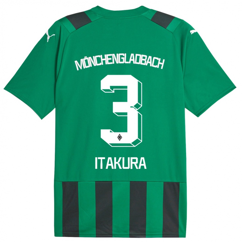 Kandiny Niño Camiseta Ko Itakura #3 Verde Negro 2ª Equipación 2023/24 La Camisa Chile