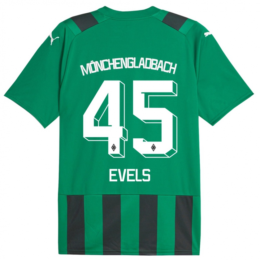 Kandiny Niño Camiseta Emily Evels #45 Verde Negro 2ª Equipación 2023/24 La Camisa Chile