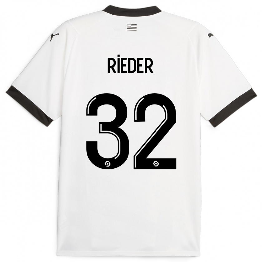 Kandiny Niño Camiseta Fabian Rieder #32 Blanco 2ª Equipación 2023/24 La Camisa Chile