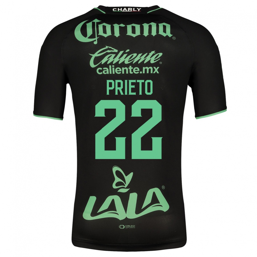 Kandiny Niño Camiseta Ronaldo Prieto #22 Negro 2ª Equipación 2023/24 La Camisa Chile