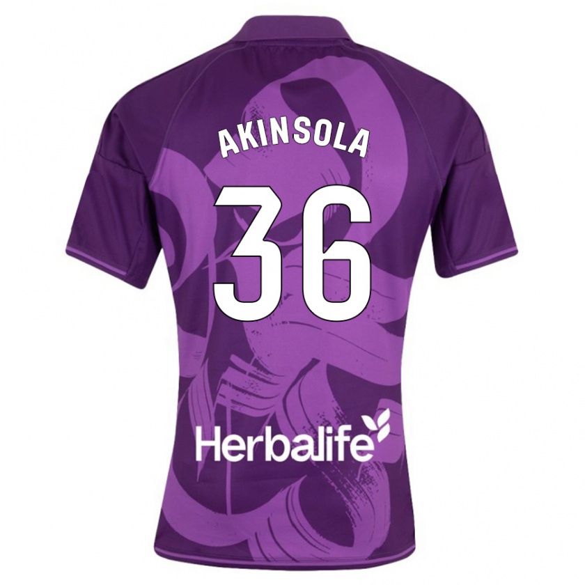 Kandiny Niño Camiseta Tunde Akinsola #36 Violeta 2ª Equipación 2023/24 La Camisa Chile