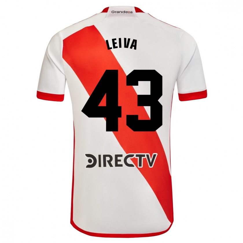 Kandiny Hombre Camiseta Tobías Leiva #43 Blanco Rojo 1ª Equipación 2023/24 La Camisa Chile