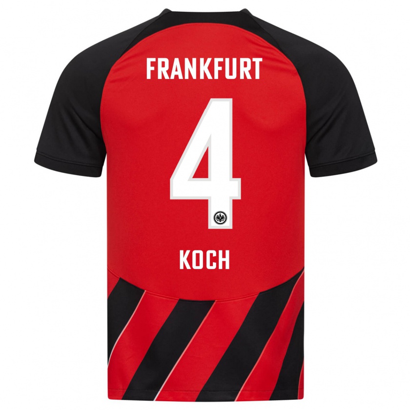 Kandiny Hombre Camiseta Robin Koch #4 Negro Rojo 1ª Equipación 2023/24 La Camisa Chile