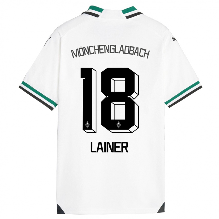 Kandiny Hombre Camiseta Stefan Lainer #18 Blanco Verde 1ª Equipación 2023/24 La Camisa Chile