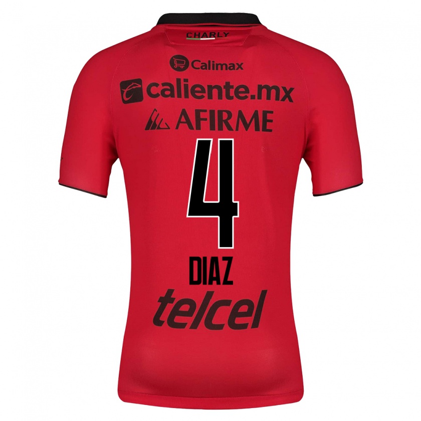 Kandiny Hombre Camiseta Nicolás Díaz #4 Rojo 1ª Equipación 2023/24 La Camisa Chile
