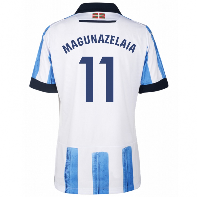 Kandiny Hombre Camiseta Jon Magunazelaia #11 Azul Blanco 1ª Equipación 2023/24 La Camisa Chile