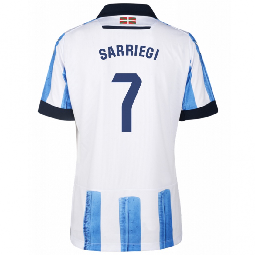 Kandiny Hombre Camiseta Amaiur Sarriegi Isasa #7 Azul Blanco 1ª Equipación 2023/24 La Camisa Chile