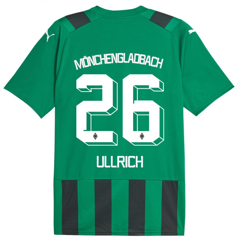 Kandiny Hombre Camiseta Lukas Ullrich #26 Verde Negro 2ª Equipación 2023/24 La Camisa Chile