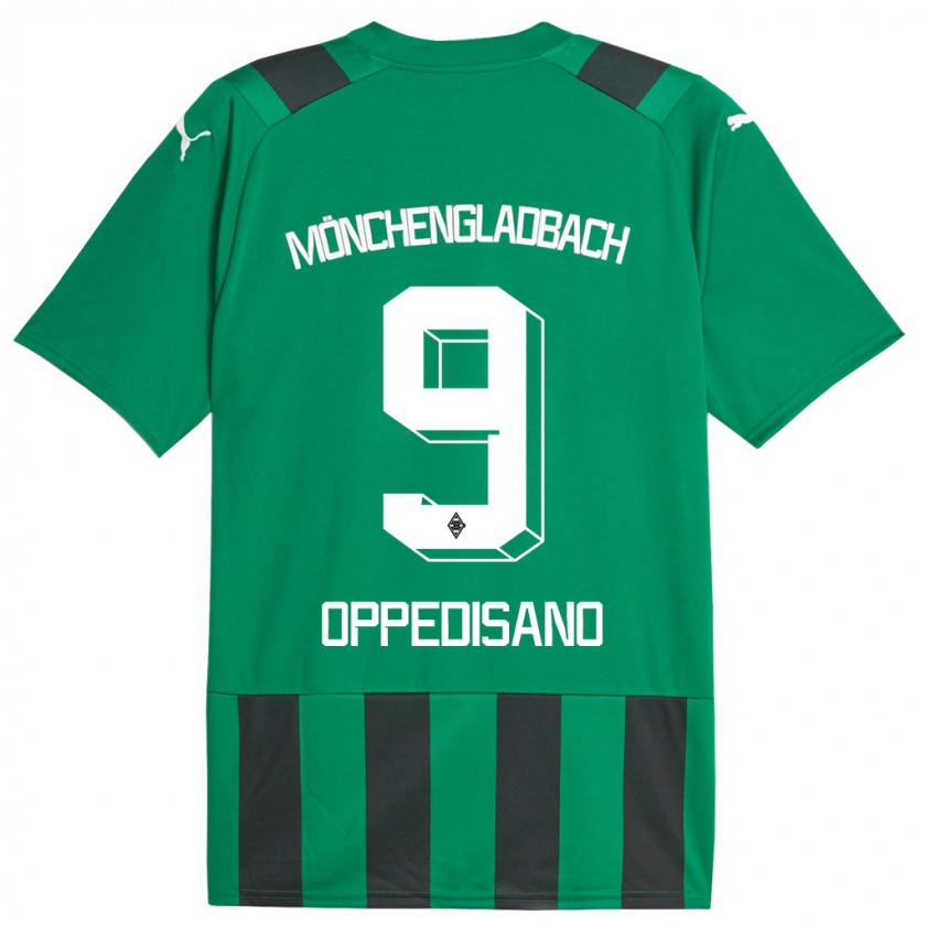 Kandiny Hombre Camiseta Valentina Oppedisano #9 Verde Negro 2ª Equipación 2023/24 La Camisa Chile
