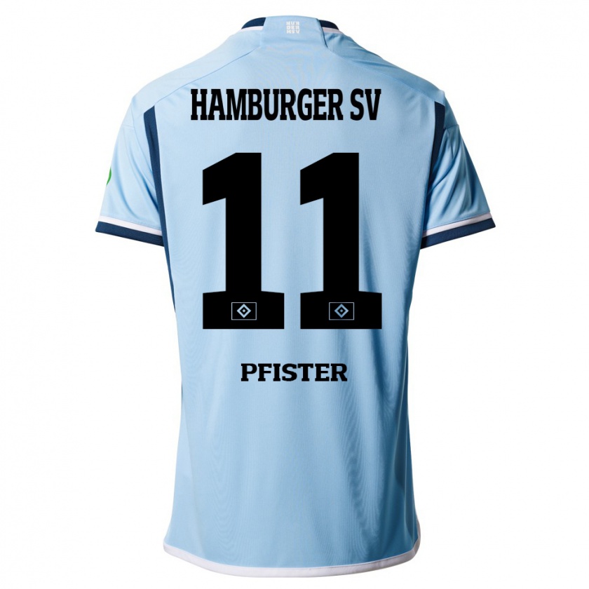 Kandiny Hombre Camiseta Edward Pfister #11 Azul 2ª Equipación 2023/24 La Camisa Chile