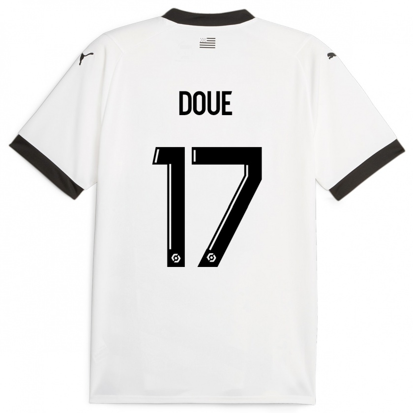 Kandiny Hombre Camiseta Guéla Doué #17 Blanco 2ª Equipación 2023/24 La Camisa Chile