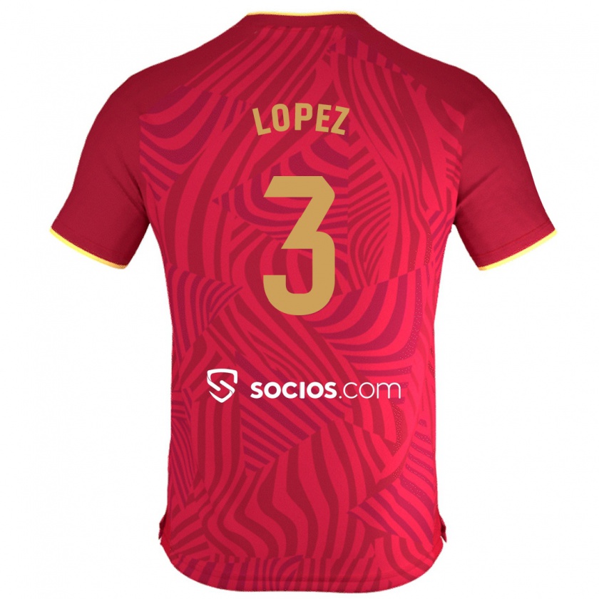 Kandiny Hombre Camiseta David López #3 Rojo 2ª Equipación 2023/24 La Camisa Chile