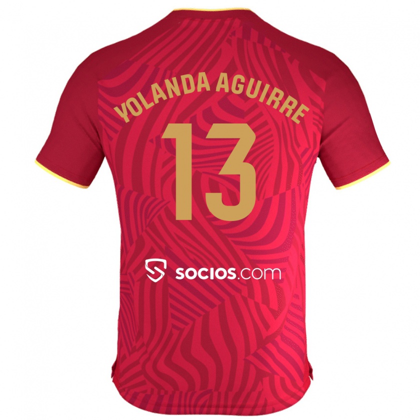 Kandiny Hombre Camiseta Yolanda Aguirre Gutiérrez #13 Rojo 2ª Equipación 2023/24 La Camisa Chile