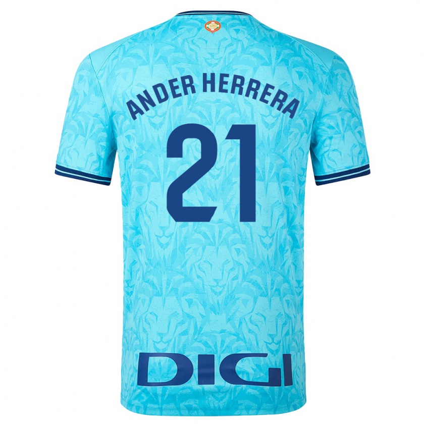 Kandiny Hombre Camiseta Ander Herrera #21 Cielo Azul 2ª Equipación 2023/24 La Camisa Chile