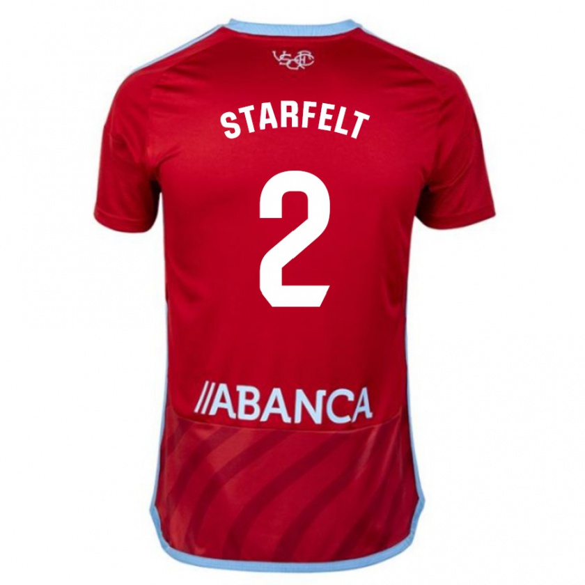 Kandiny Hombre Camiseta Carl Starfelt #2 Rojo 2ª Equipación 2023/24 La Camisa Chile