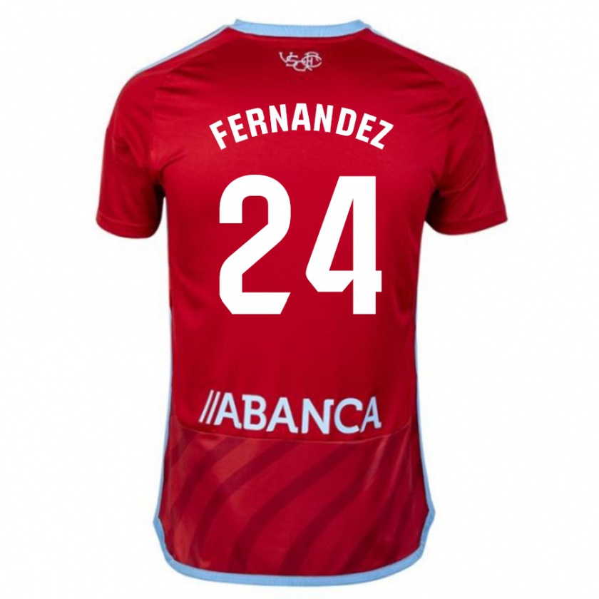 Kandiny Hombre Camiseta César Fernández #24 Rojo 2ª Equipación 2023/24 La Camisa Chile