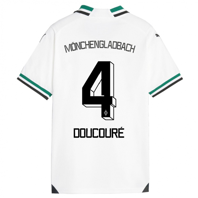 Kandiny Mujer Camiseta Mamadou Doucouré #4 Blanco Verde 1ª Equipación 2023/24 La Camisa Chile